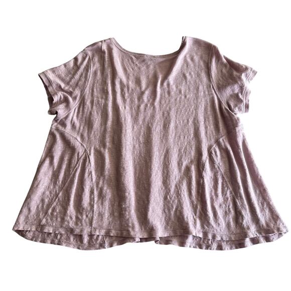 Poetry 100% Linen Lagenlook Oversized Swing Scoopneck Lilac Shirt Top size 18 - Picture 2 of 7